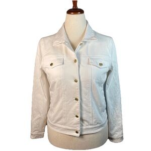 J MCLAUGHLIN COLBY JEAN JACKET BOXY CHIC PREPPY CASUAL CLASSIC Size Medium White